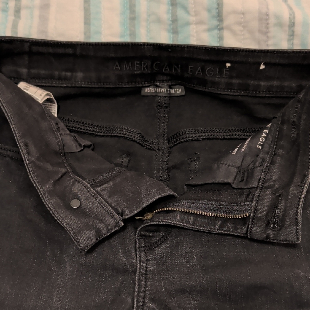 American Eagle Outfitters Women's Skinny Black Jeggings, High Waisted 2 Short